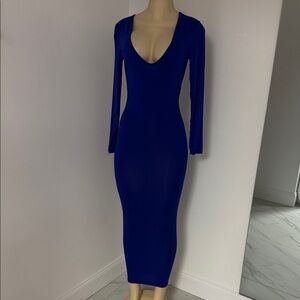 Elegant Blue Long Sleeve Dress